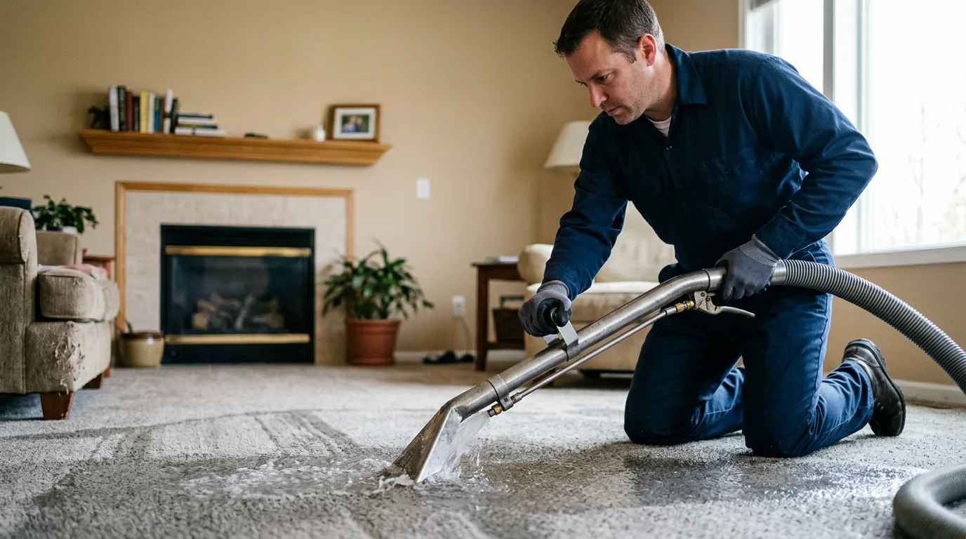 Water damage restoration technician working near Wakefield, MA